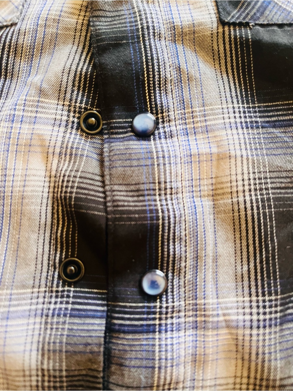 DIXXON Black Blue Gray Plaid Short-Sleeve Snap Button-Down Shirt Youth Kids XS - Picture 4 of 8